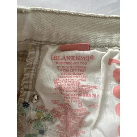 Blank NYC Mini Reeve Distressed Embroidered Denim Shorts -Girls 14 - Picture 6 of 7